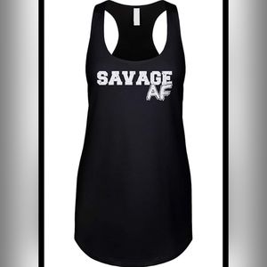 Blittzen Black Graphic Tank Top "Savage AF" Women's Size Small